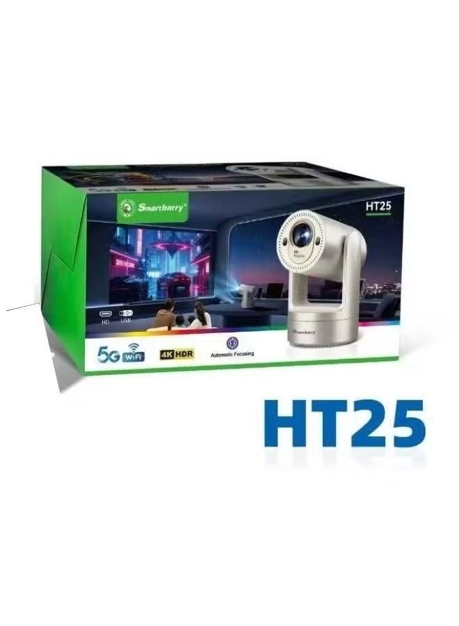 Smartbarry بروجيكتور HT25 الذكي الصغير – تركيز تلقائي ودعم 4K | بروجيكتور محمول بنظام أندرويد 12 | واي فاي 5G بلوتوث | مسرح منزلي وترفيه خارجي عبر HDMI USB - Image 2